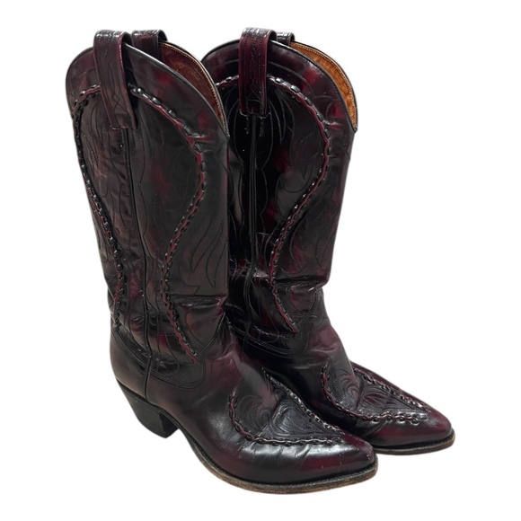 Dan Post Cherry Leather Western Cowboy Boots - Picture 1 of 8